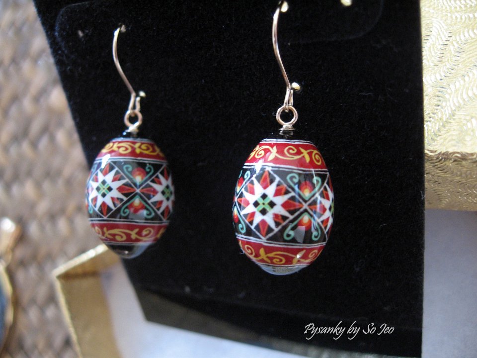 Tiny Finch Egg Diamonds & Stars Earrings Pysanky Jewelry by So Jeo